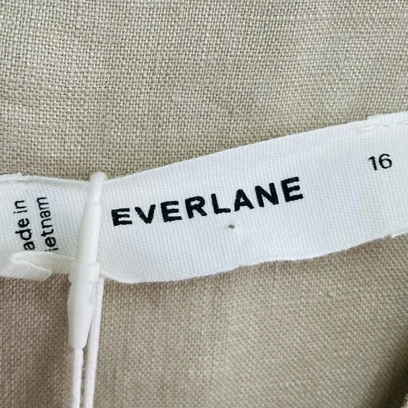 NWT Everlane European Flax Linen Wide Leg Wrap Khaki Tone Belted Jumpsuit Summer - Picture 3 of 13